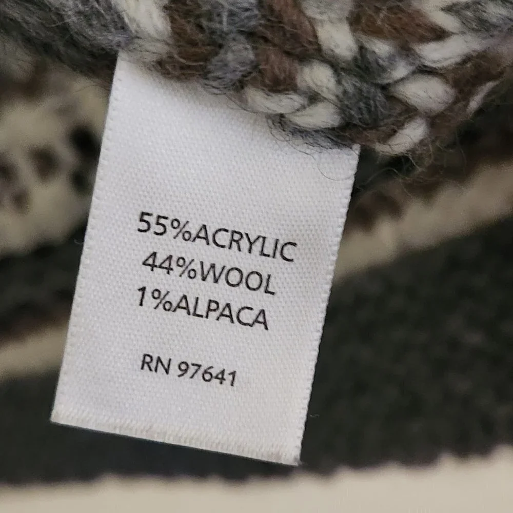 J. Jill Gray Brown Black Chunky Knit Wool Alpaca Blend Cardigan Sweater Size XS